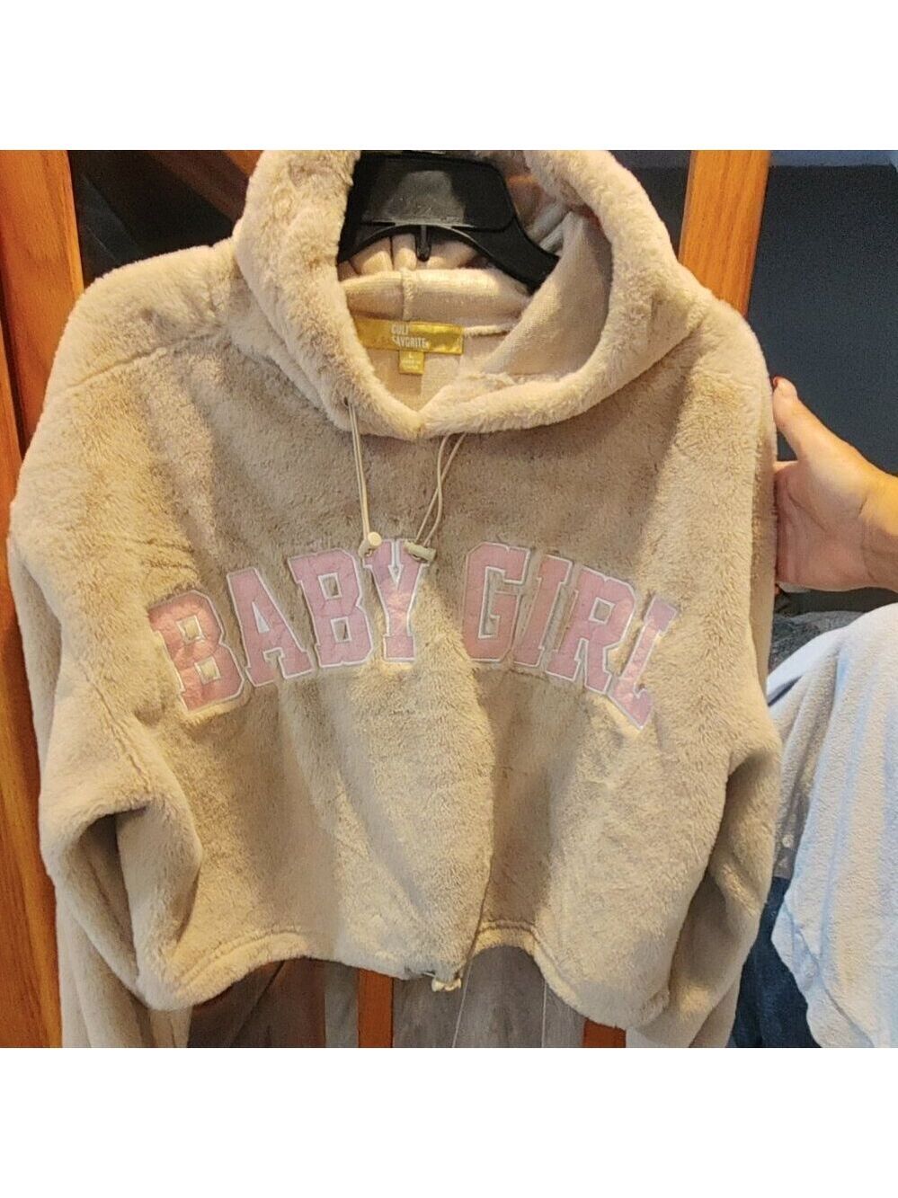Cult Favorite Faux Fur Baby Girl Crop Hoodie